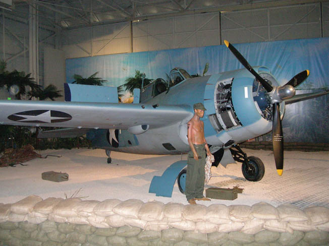 F4F-3 Wildcat on display representing Cactus Air during the Battle of Guadalcanal.