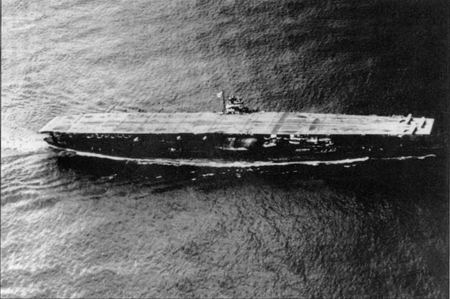 The carrier Akagi, Admiral Chuichi Nagumo’s flagship. It was sunk seven months later during the Battle of Midway. 