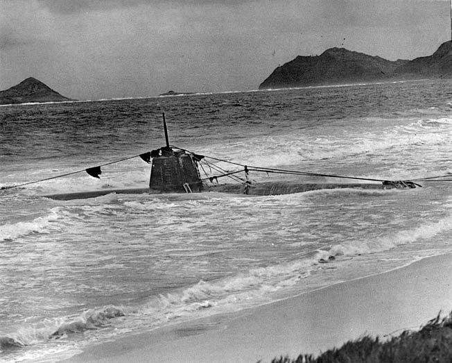 The Japanese midget sub of Ensign Kazuo Sakamaki was damaged during the attack and washed ashore near Bellows Field. Sakamaki was the first Japanese captured by the United States.