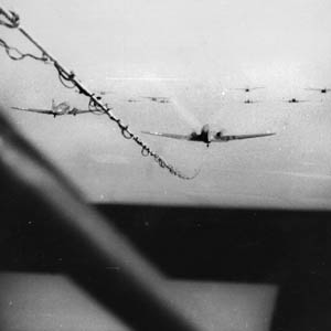 Tom Warner snapped this photo from his glider cockpit showing his tow rope connected to a C-47.