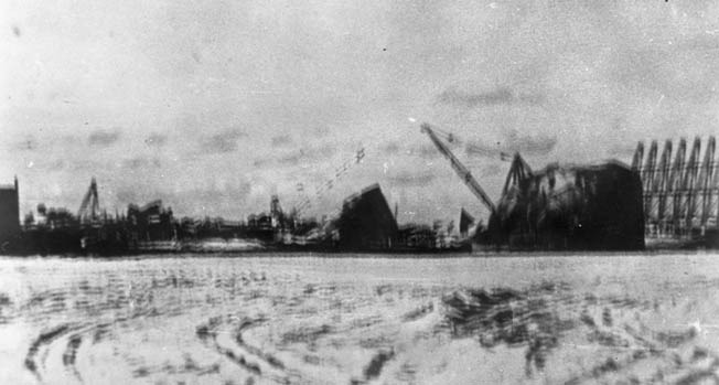 Remains of fuel storage tanks near the Marine camp on Wake.