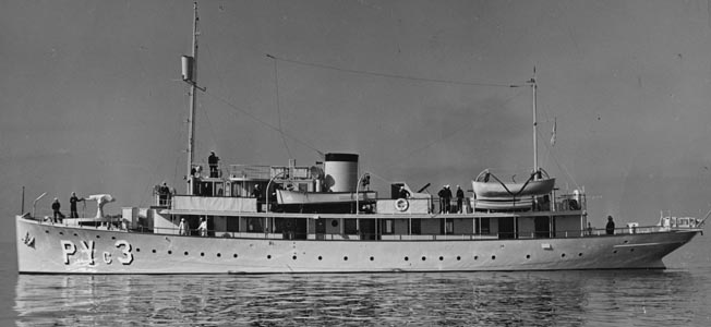 The patrol boat USS Amethyst dodged a torpedo and dropped depth charges on a sub near Los Angeles.