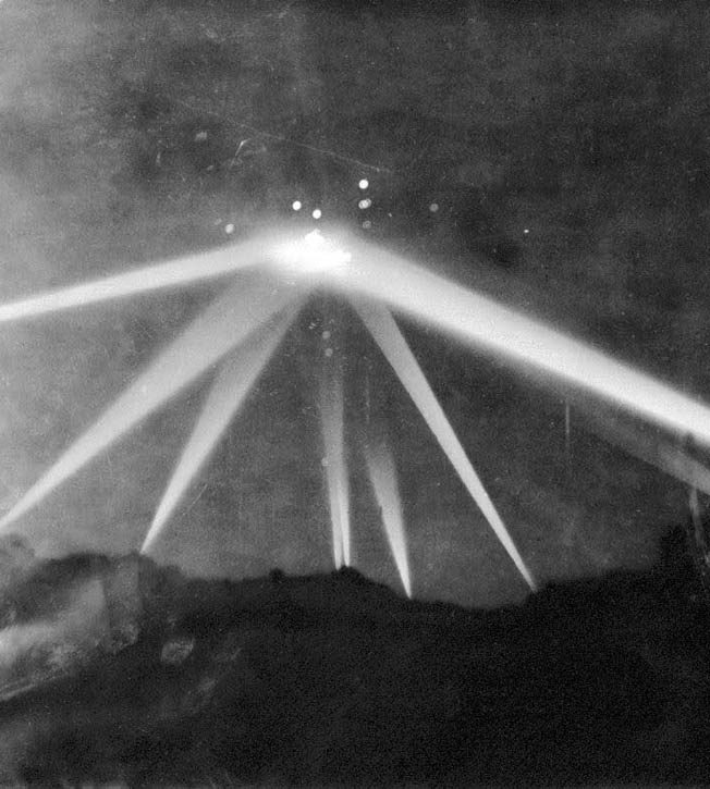 This photo published in the Los Angeles Times, February 26, 1942 edition, is the only one taken of the “battle,” and has been used by conspiracy theorists as proof of the existence of UFOs. However, the photo was heavily modified prior to publication.