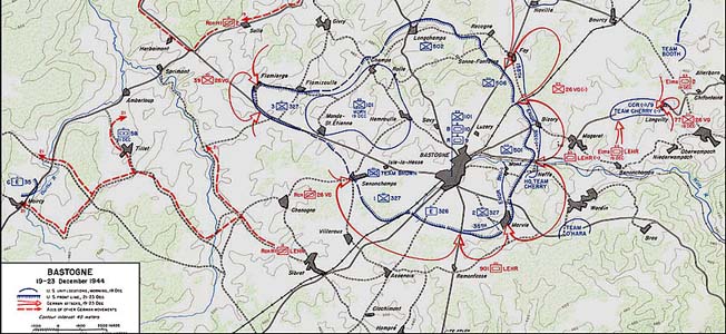 By dusk of December 16, Supreme Allied Commander Dwight D. Eisenhower had become concerned enough over the scope of the German assault to order two U.S. armored divisions, the 7th from north of the Ardennes, and the 10th from Lt. Gen. George S. Patton’s army to the south, to move immediately toward the threatened area. 