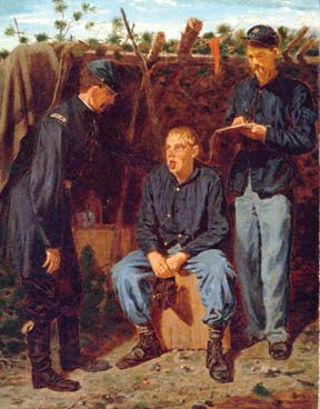 A young soldier feigns illness to avoid combat duty in Winslow Homer’s painting, Playing Old Soldier. Nostalgia was a real issue during the war. 