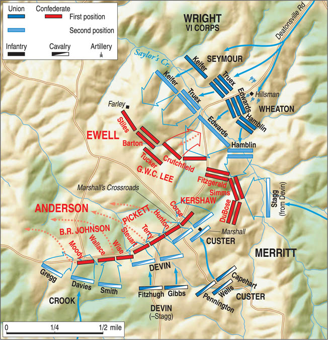 Fatal gaps in the Confederate columns attempting to escape from Virginia into North Carolina were exploited by their relentless Union pursuers. A final stand in the boggy bottomland around Sayler’s Creek resulted in the capture of eight Confederate generals and 7,700 men.