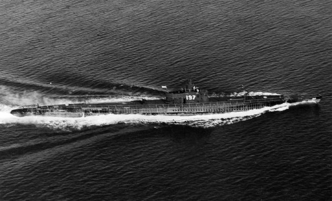 The 311-foot-long Sargo-class Seawolf, shown here running on the surface, had 14 war patrols before being lost in October 1944. 