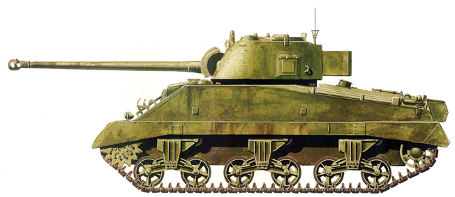 U.S.-built M4 Sherman “Firefly” with 17-pounder gun. (Amber Books)