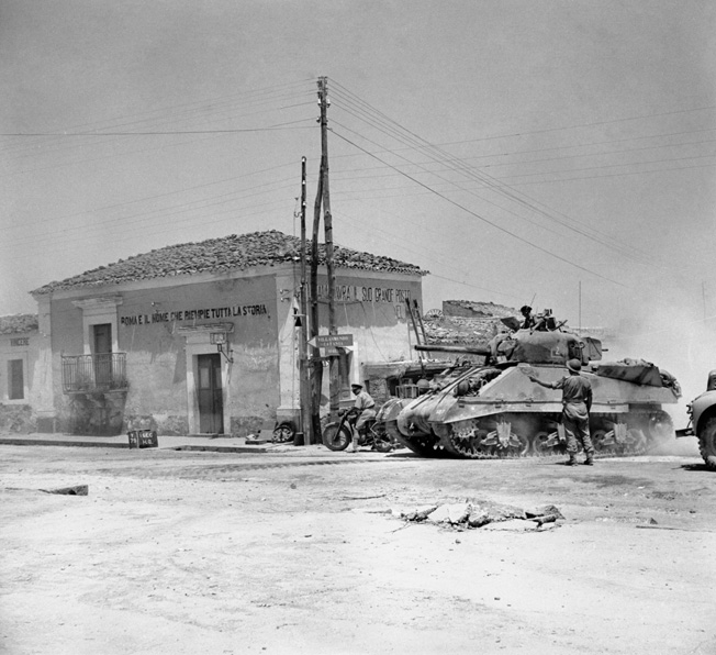 The timely arrival of the Durham Light Infantry and Sherman tanks of the 4th Armoured Brigade kept the Germans from blowing the Primosole Bridge.