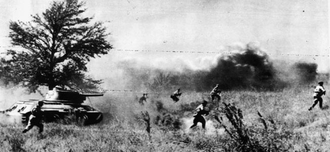 In 1943, after the Battle of Kursk, the Red Army launched a series of operations, resulting in the liberation of Nazi-occupied Soviet territory.