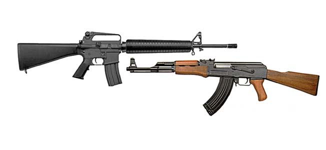 The Soviet-made AK-47 and the American M16, the primary assault rifles deployed during the Vietnam War, became symbols of the long conflict.