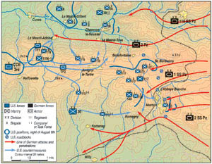 A map of the Battle of Mortain. 