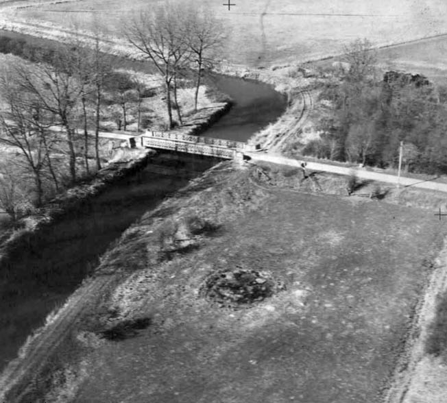 The destruction of the Robehomme Bridge, shown in this photograph taken from an aerial reconnaissance plane in March 1944, was the responsibility of Company B, 1st Canadian Parachute Battalion.