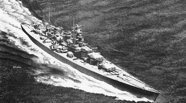 Scharnhorst, the great German raider, met her end in a storm of British shells and torpedoes in the Barents Sea.