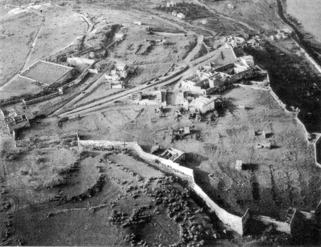 This aerial view of the Kasbah offers some indication of the difficulty assaulting ground troops experienced in capturing the fortress during the early phase of Operation Torch. American ground forces needed support from artillery and U.S. Navy dive bombers that plastered the Kasbah with 500-pound bombs. 