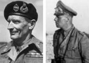 Adversaries in the desert of North Africa, British General Bernard Montgomery (left) took command of the Eighth Army after his predecessor was killed in a plane crash, while German General Erwin Rommel gained a reputation as an audacious commander and earned the nickname of the Desert Fox.