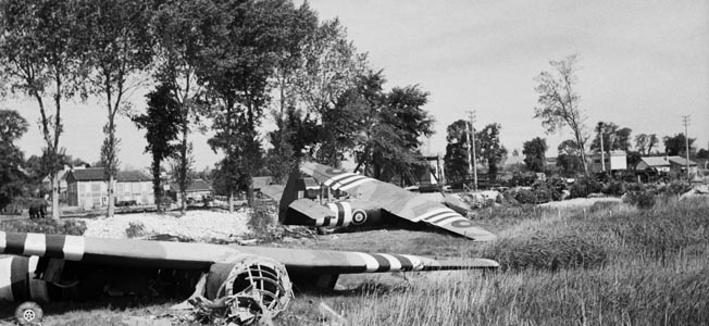 Gliders of the British 6th Air Landing Brigade litter the ground near the town of Ranville, France, on June 7, 1944. The precision with which many of the British gliders were piloted during D-Day operations astounded observers.