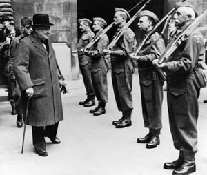 Churchill inspects the Parliamentary Home Guard.