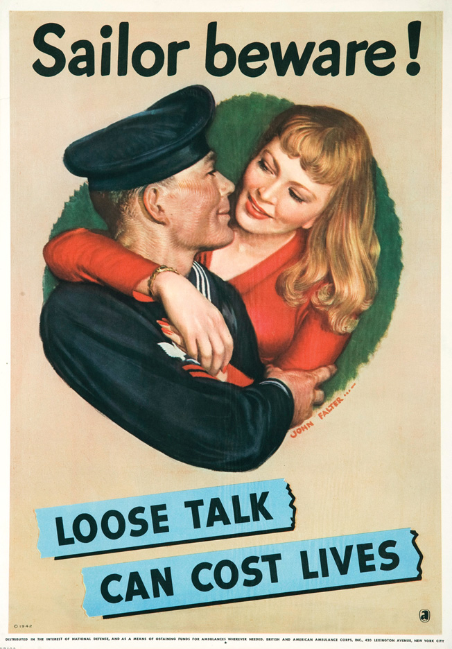 29 Jun 2008 --- Sailor Beware! Loose Talk Can Cost Lives. 1942. John Falter. --- Image by © David Pollack/Corbis