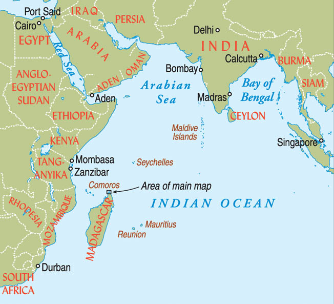 Located in the western Indian Ocean off the coast of East Africa, Madagascar was strategically located near British and Commonwealth interests in the region.