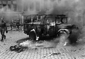 A V-2 blast in Antwerp, Belgium.