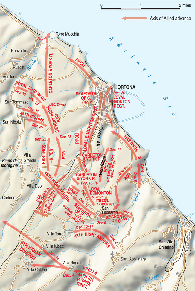 In December 1943, the First Canadian Infantry Division was ordered to capture the Italian port  town of Ortona.