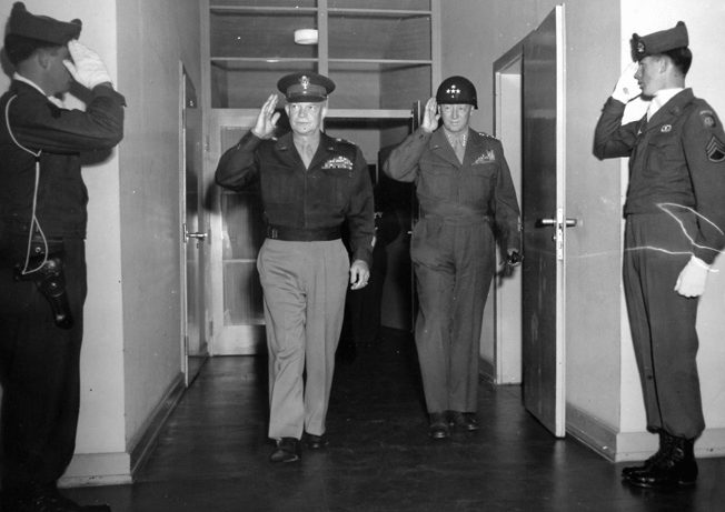 General Eisenhower visited Patton at Bad Tölz and found that Patton had left SS soldiers in charge of concentration camp security. This visit, along with Patton's public statements, led to his dismissal as commander of the Third Army.