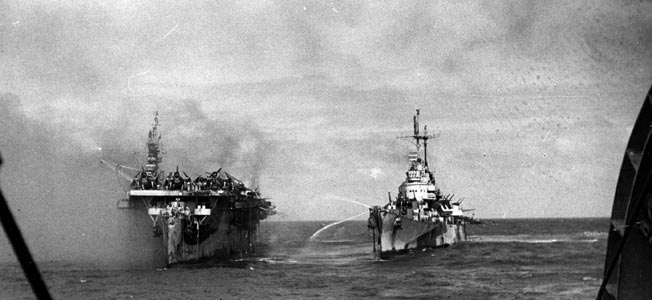 A seaman recalls his harrowing rescue as the light career USS Princeton sank in the Sibuyan Sea doing the Battle of Leyte Gulf.