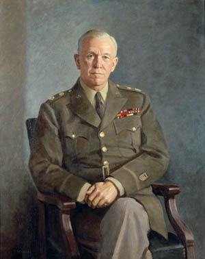 Wearing the five stars of General of the Army rank, U.S. Army Chief of Staff George C. Marshall sat for this portrait following the end of World War II. Marshall went on to serve as U.S. Secretary of State and formulate the Marshall Plan to rehabilitate warravaged Europe.