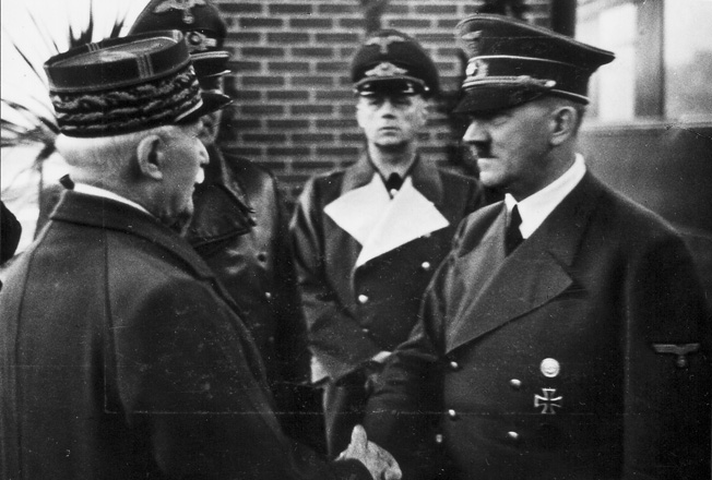 Marshal Philippe Pétain meets Hitler during the Fuhrer's trip to Spain, France, and Italy from October 21-28, 1940.