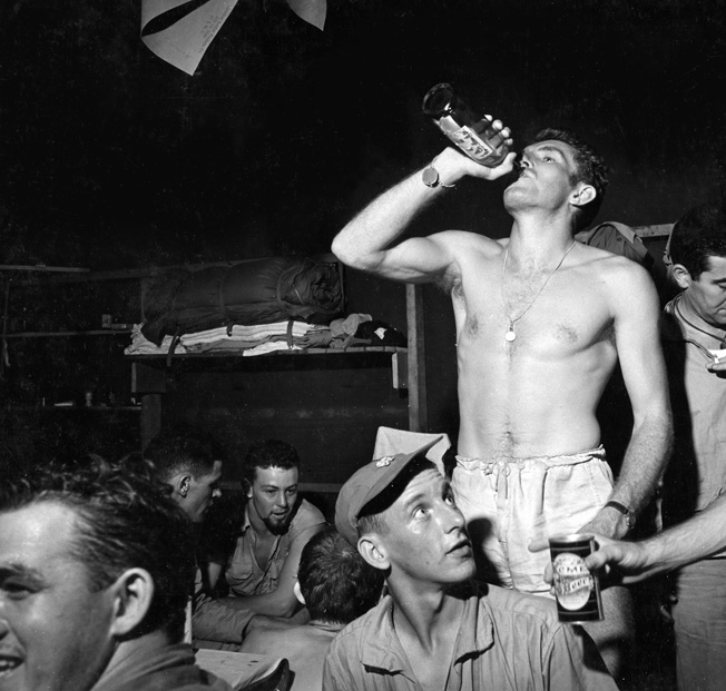  Blowing off steam after the stress of a patrol into enemy waters, U.S. Navy personnel celebrate their return to port. Submarine duty was among the most hazardous in any branch of the service.
