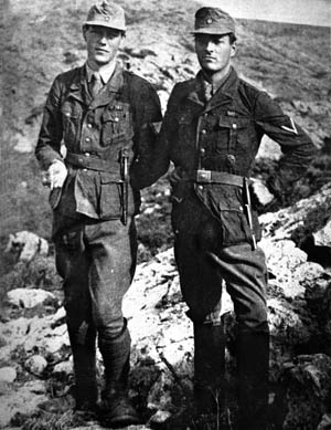 Dressed in German uniforms prior to executing the plan to kidnap German General Heinrich Kreipe, British Captain Stanley Moss (left) and Major Patrick Leigh-Fermor are pictured in the mountains of Crete.