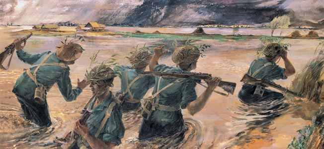 In February-March 1945, the ferocious fight for central Burma led by General William Slim and the 14th Army turned into a decisive British victory.