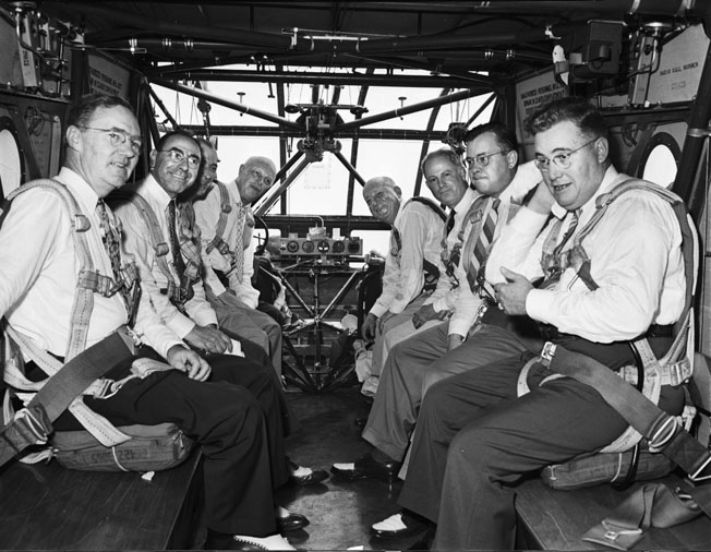 The doomed passengers pose before a demonstration flight of a CG-4A glider in St. Louis, August 1, 1943. William Robertson, head of the company that built it, is pictured third from right.