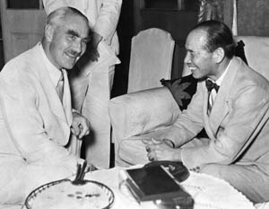 Ambassador Joseph Grew, left, with Japan’s Foreign Minister Teijiro Toyoda, are all smiles during a meeting in Japan, October 2, 1941. “Bally’s Project” implicated Grew in the efforts to whitewash the intelligence failures of the State Department and U.S. Embassy in Tokyo. 