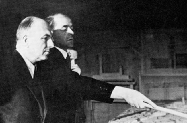 Dr. Fritz Todt (left) and Albert Speer supervised construction of the Atlantic Wall. Todt died in a mysterious plane explosion on February 8, 1942.