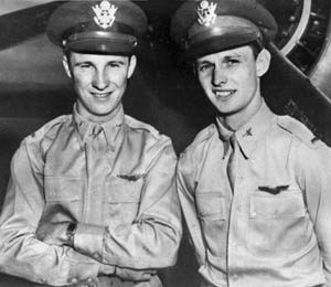  George Welch (left) and Ken Taylor were credited with shooting down several Japanese planes during the Pearl Harbor attack. Although they had been out late the night before, the two American pilots sped to their planes and took off to fight the Japanese as quickly as they could.