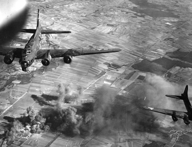 The city of Munich takes a beating during an American air raid.