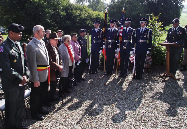 Memorial ceremony held on May 23, 2004, for the Wereth 11 near the place they were murdered.