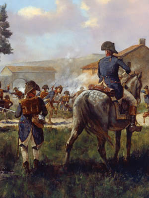 It was Napoleon’s relentless pursuit that changed the pace of warfare and gave the Austrian commanders little time to react. By the time French troops reached the important supply magazines at Mondovì (shown here) 10 days after the start of the 1796 campaign, the Sardinian king was willing to seek an armistice.