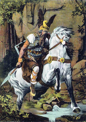 Saxon chieftain Widukind, shown in a modern painting, fought a long guerrilla war against the Franks. 